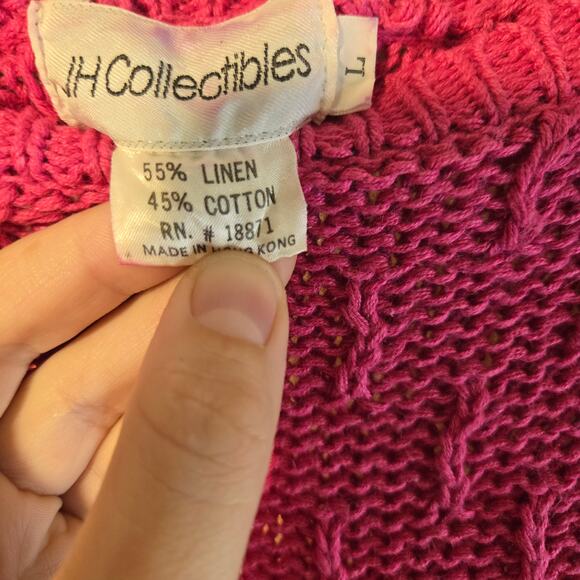 IH Collectibles Raspberry Textured Knit Top, Size L – Linen Cotton Blend [0362] - Picture 6 of 8